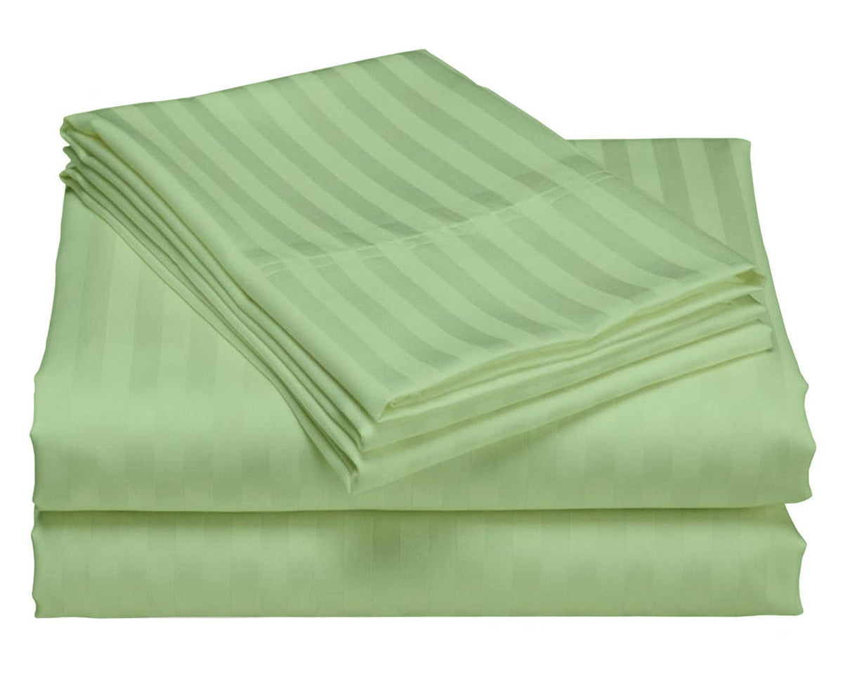 USA Short Queen Sheet Set in Black Stripe 400 Thread-Count 100% Egyptian Long Staple Cotton, Sateen Weave for Soft and Silky Feel, Breathable 4-Piece Bedsheet, Elasticized 24'' Extra Deep Pocket