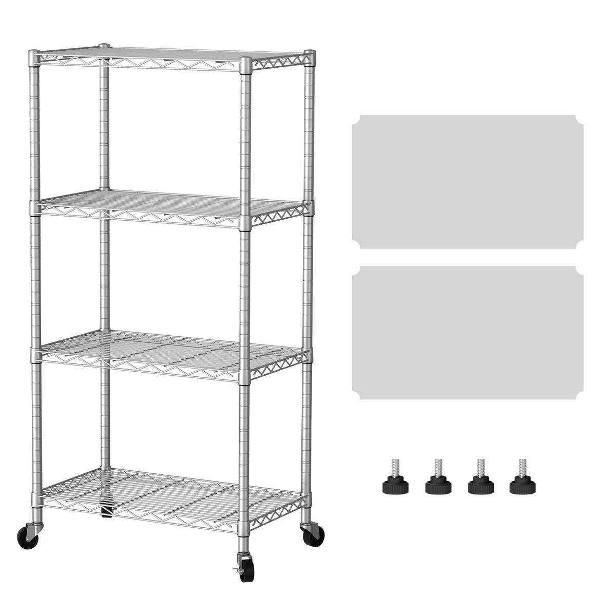 SINGAYE 5 Shelves Storage Wire Shelf Closet Metal Shelving Pantry Wheels