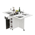 Folding Dining Table, Space Saving Kitchen Table with 6 Wheels(Light Brown)