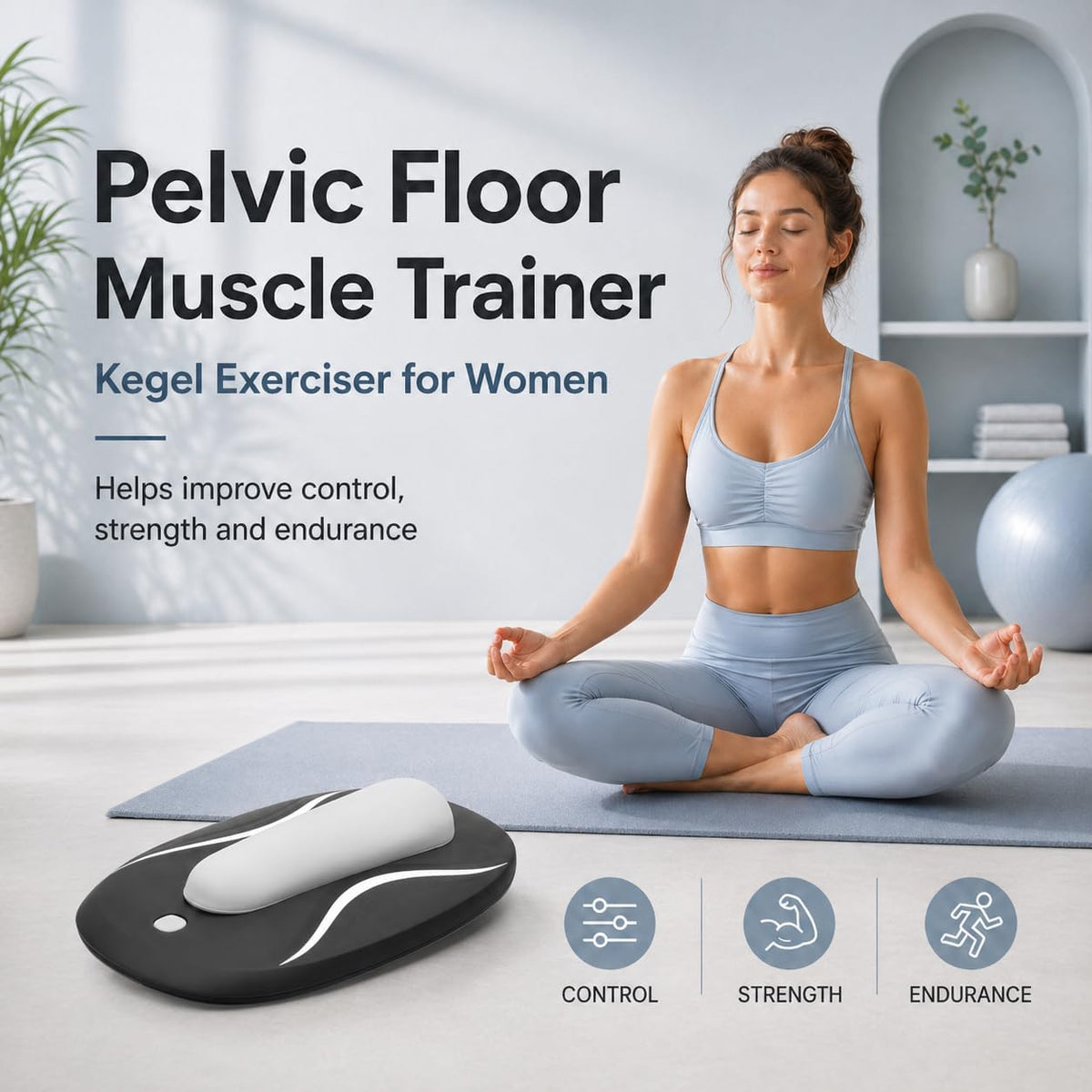 Pelvic Floor Trainer for Men & Women, Kegel Exercise Device for Pelvic Floor Strengthening, App-Controlled Muscle Training Equipment for Core, Hip & Glute Fitness, Portable Home Workout Trainer