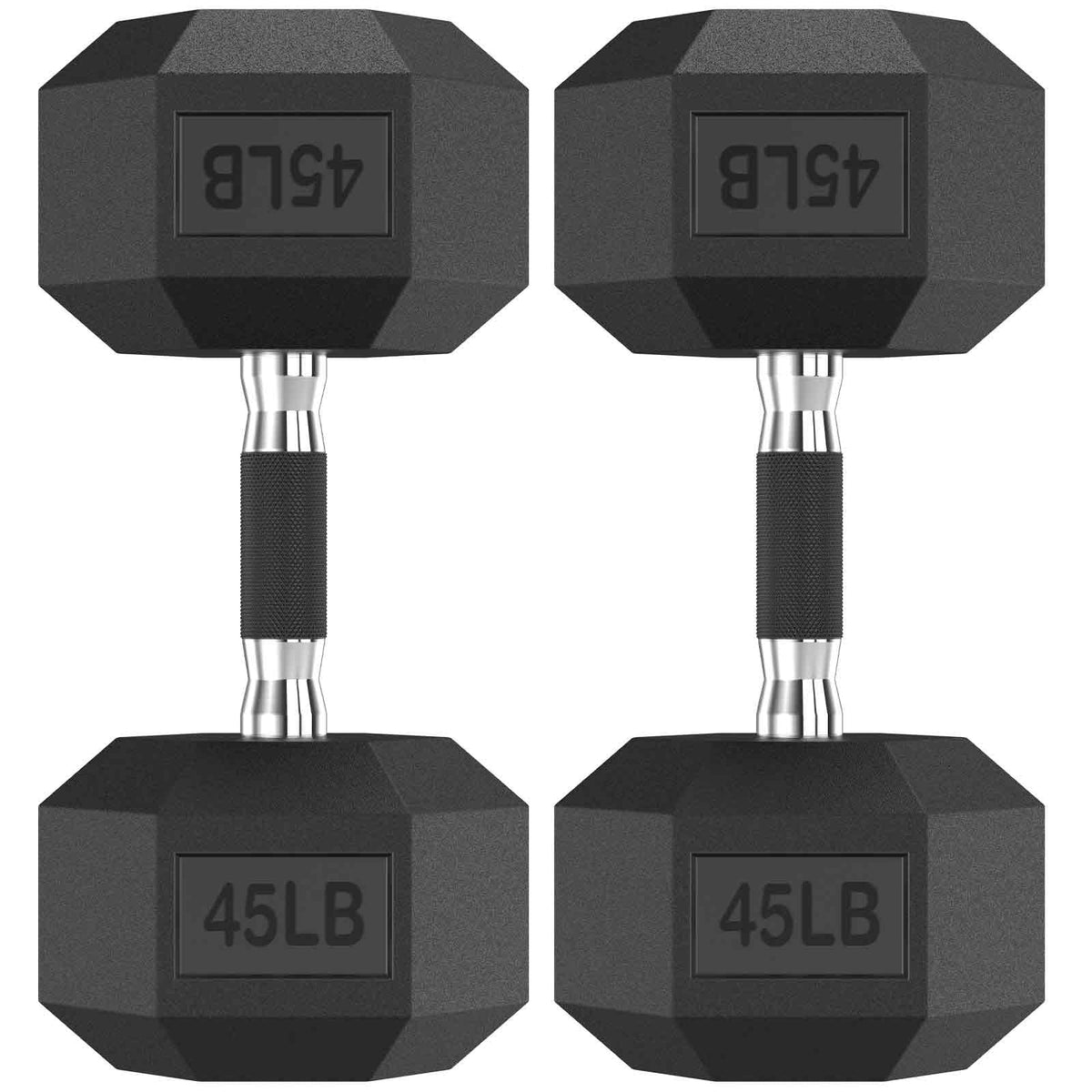 HANDBODE Hex Dumbbell Set of 2, Rubber Encased Fixed Dumbbells, 2.5-65 lb
