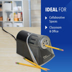 Westcott iPoint Evolution Axis Heavy Duty Electric Pencil Sharpener for Classroom, Black and Silver