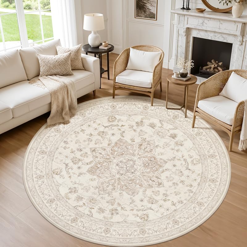 8x10 Area Rugs Living Room: Bedroom Washable Carpet Beige/Ivory