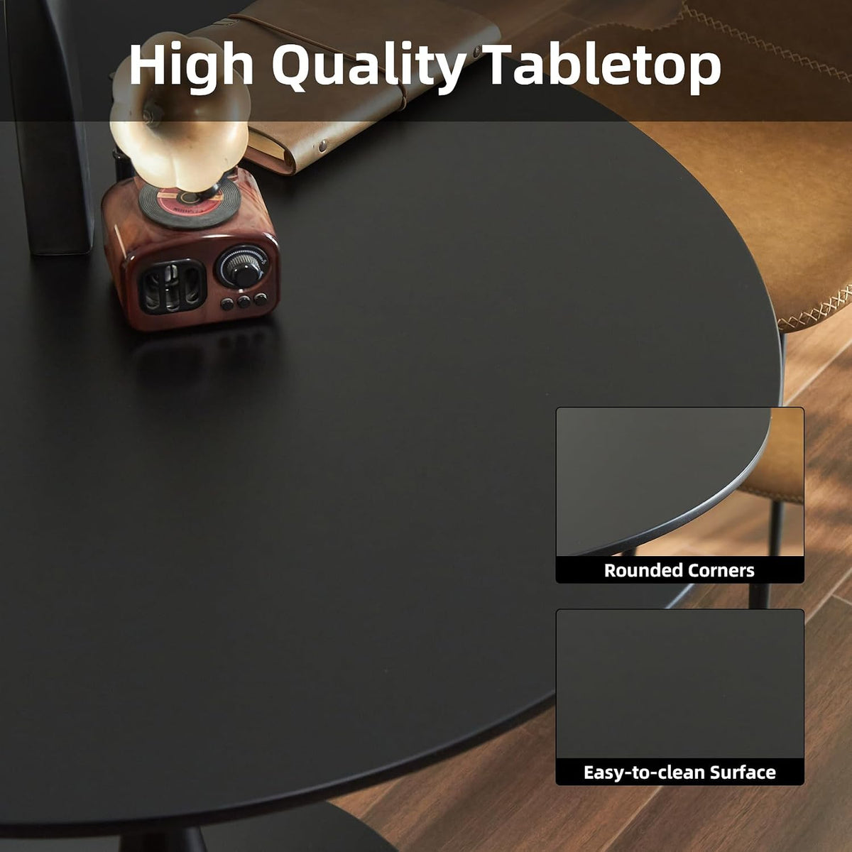 Round Dining Table, 31.5" Tulip Table (Black)