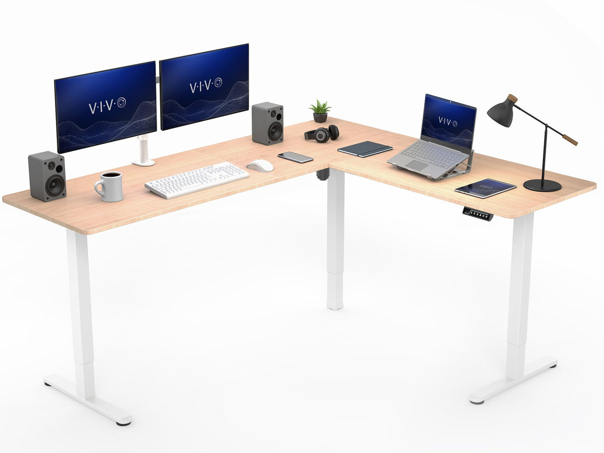 VIVO Black 63 x 55 in Corner Standing Desk, DESK-E3CTB