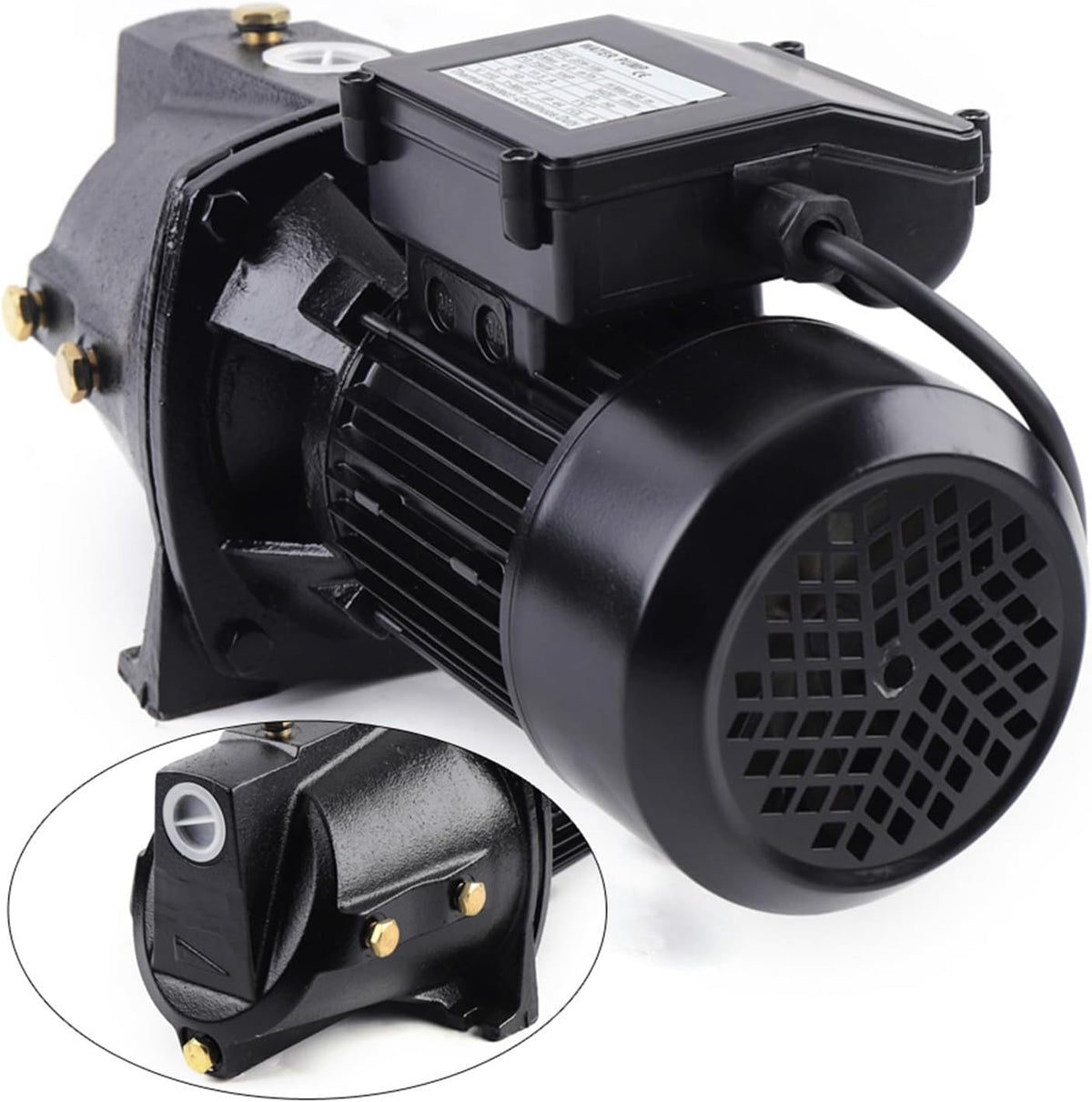 1 HP 750W Well Jet Pump, 110V Cast Iron Shallow Well Jet Pump Q Max 4000L/H(17.5 Gpm) Adjustable Pressure Switch 3420 Rpm Deep Water for Supplying Fresh Water to Large Homes