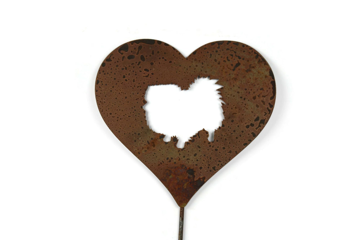 Pet Dog, Cat, Rabbit or Bird Keepsake Memorial Heart Garden Stake 20 to 28 Inches Tall (Large Heart, 28" Tall, Pembroke Welsh Corgi, Naturally Rusted)