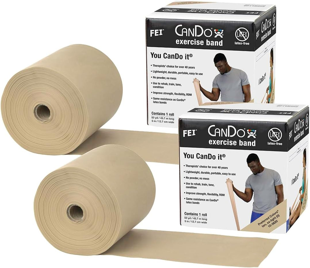 CanDo Twin-Pak Latex-Free Exercise Band, Gold, 100 Yard