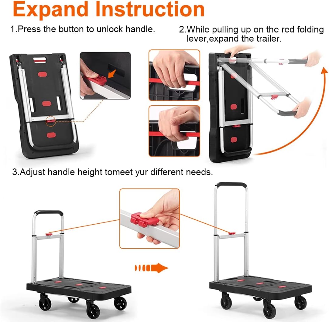 Folding Hand Truck Platform Truck 330 Lb Heavy Duty Dolly Cart