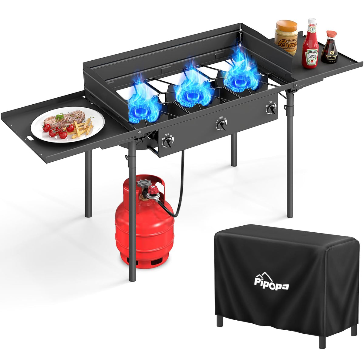 2 Burner Propane Camp Stove | 150,000 BTU | High Pressure Gas Burners