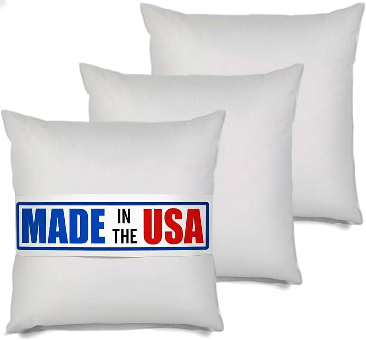MSD 3 Pack Pillow Insert 26x26 Hypoallergenic Square Form Sham Stuffer Standard White Polyester Decorative Euro Throw Pillow Inserts for Sofa Bed - Made in USA (Set of 3) - Machine Washable and Dry