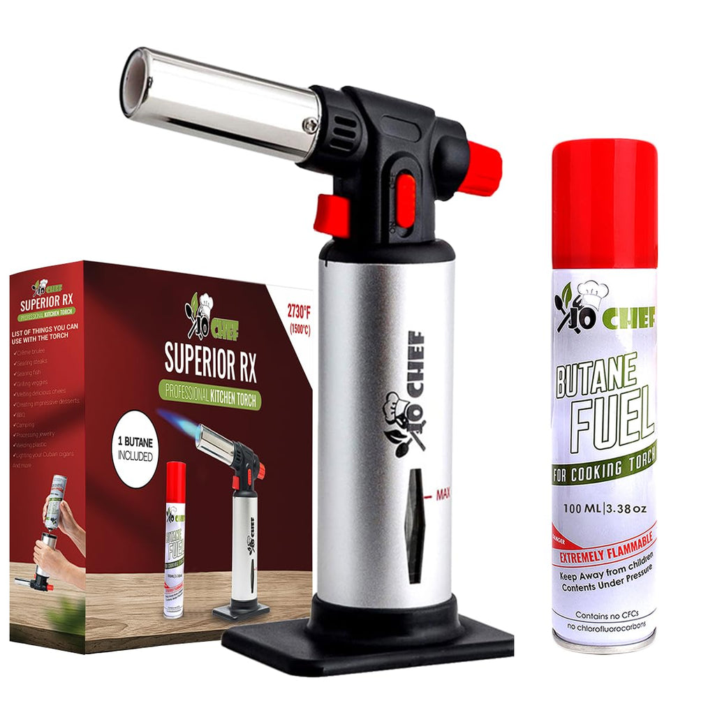 Jo Chef Kitchen Torch, Refillable Butane Torch for Creme Brulee, Cooking