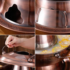 Hot Pot, Chinese Charcoal Hotpot, Extra Thick Stainless Steel Stew Pan, Vintage Hot Pot with Chimney Shabu Shabu Hotpot for Family Dinners and Stewed Lamb Camping,Brass,32cm/12.6inch
