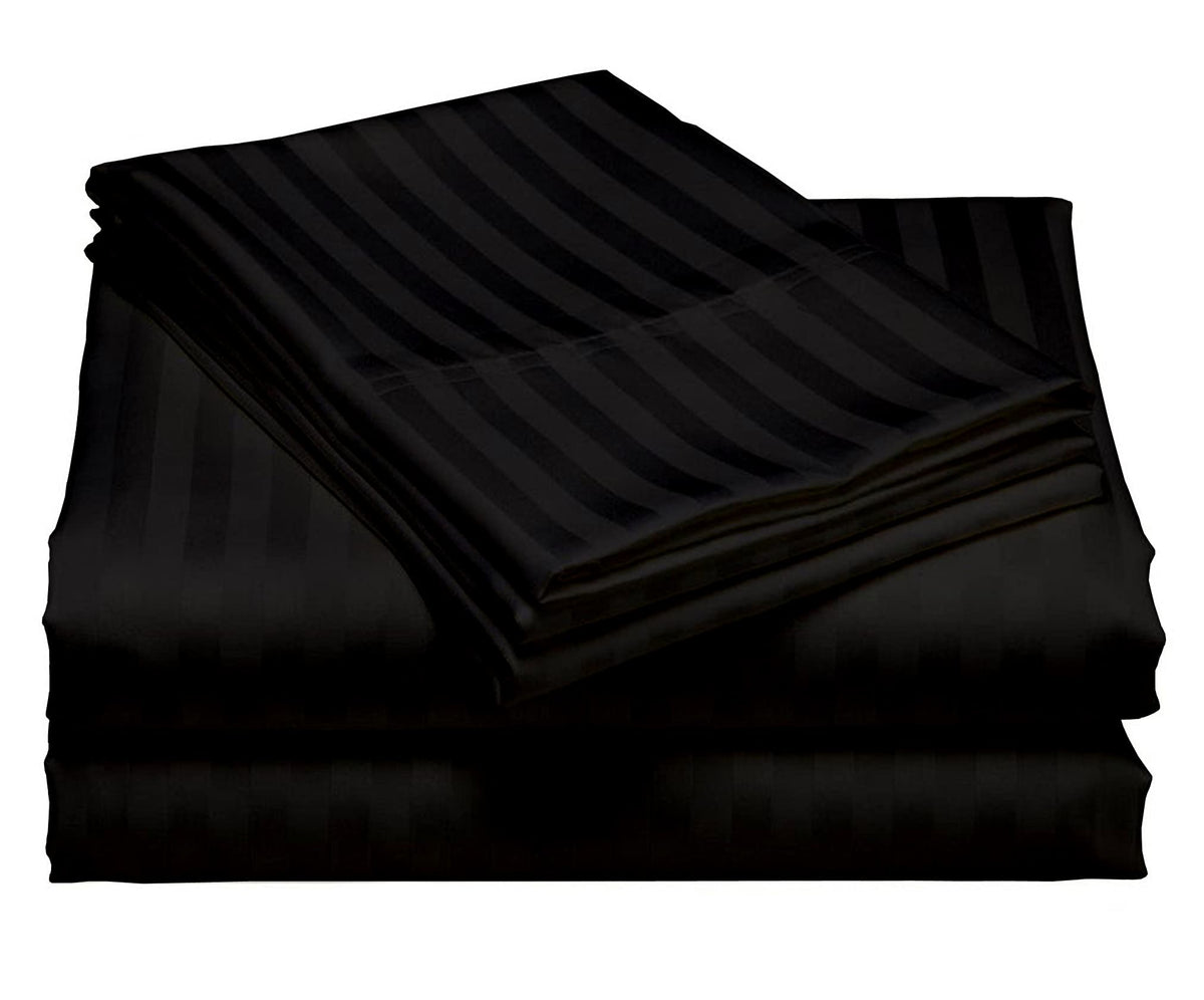 USA RV King Sheet Set in Purple Stripe 400 Thread-Count 100% Egyptian Long Staple Cotton, Sateen Weave for Soft and Silky Feel, Breathable 4-Piece Bedsheet, Elasticized 24'' Extra Deep Pocket