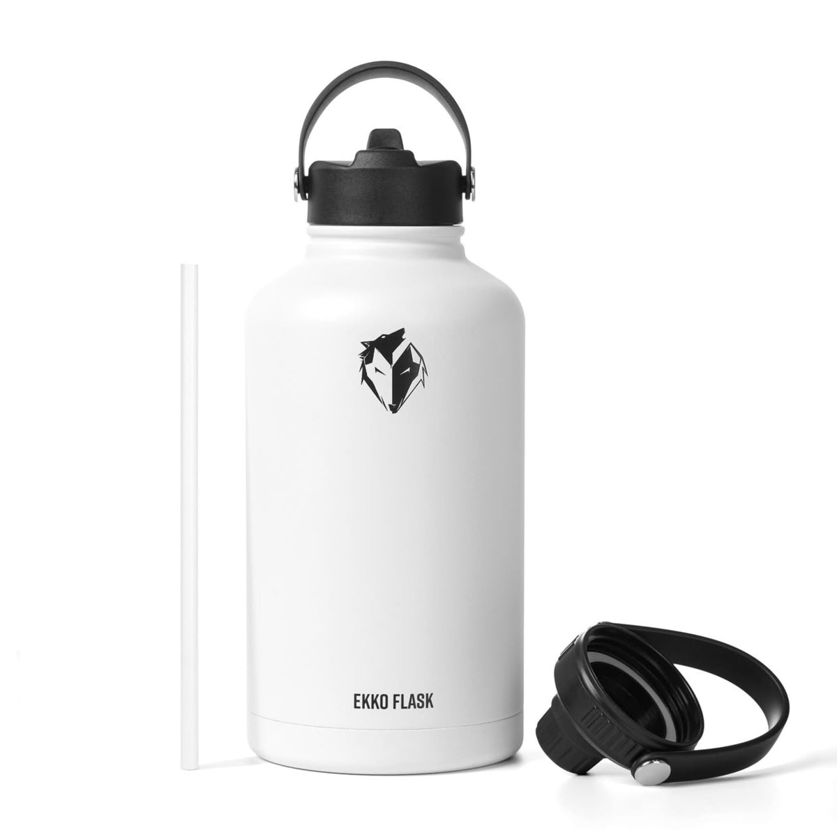 Ekkovision Ekko Flask Insulated Water Bottle, Stainless Steel, Black,128 Oz