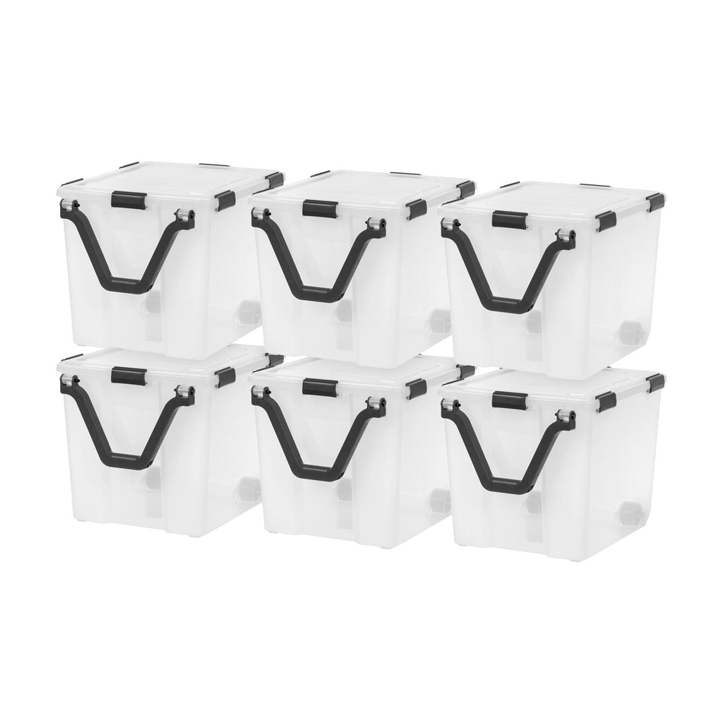 IRIS USA 3-Pack 156 Qt Storage Bins with Gasket Lids, Clear/Black