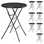 24" Round Folding Table, Plastic Bar Height Tables for Parties Black