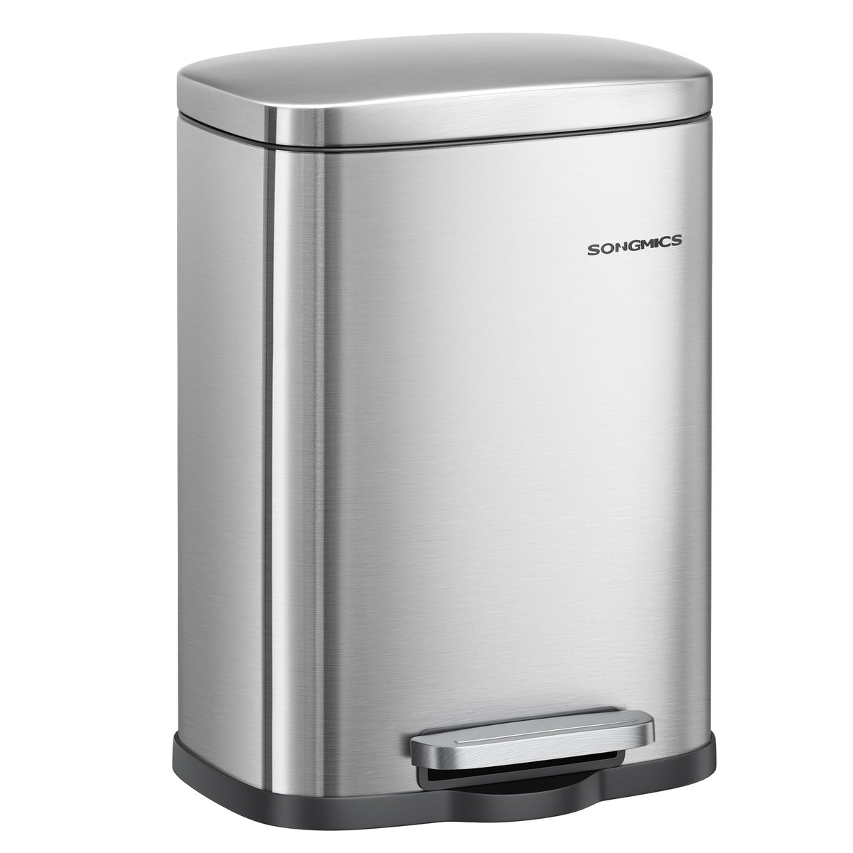 SONGMICS 20 Gallon (75 L) Trash Can, Stainless Steel, Step-On Pedal