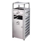 Practical Garbage Can Thickened Outdoor Ashtray Trash Can Vertical Ashtray Brushed Process Stainless Steel Cigarette Butt Column Ashtray Trash Bin Reliable