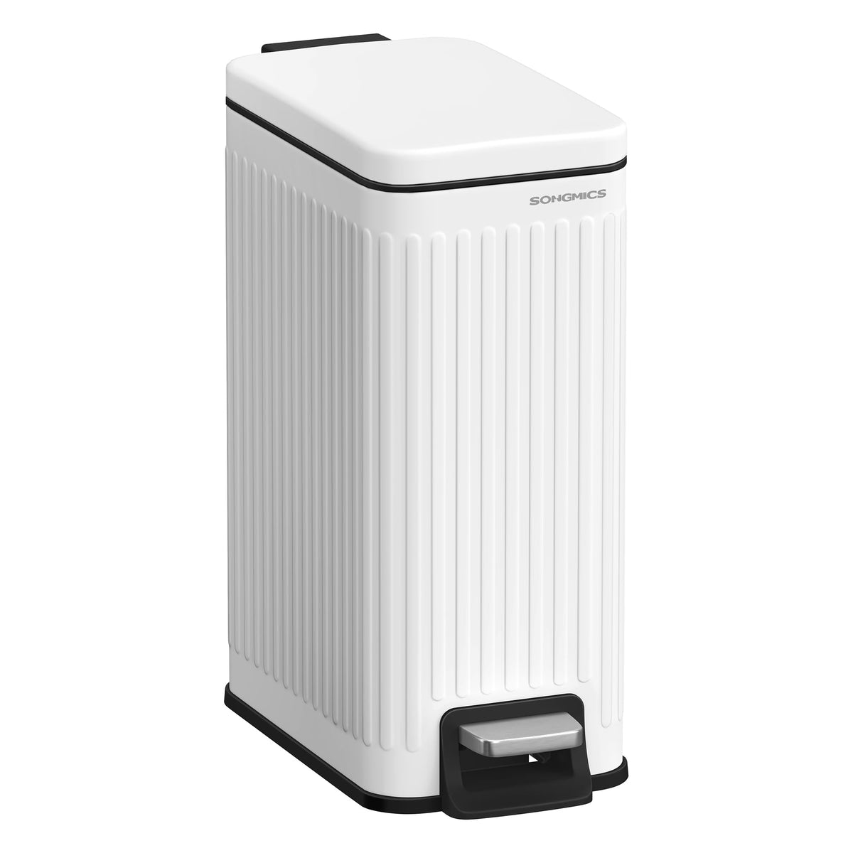 SONGMICS Kitchen Trash Can with Lid, 13-Gallon (50 L) Slim, Stainless Steel