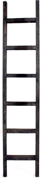 BARNWOODUSA 5 FT Decorative Ladder, Reclaimed Wood Ladder - Smoky Black