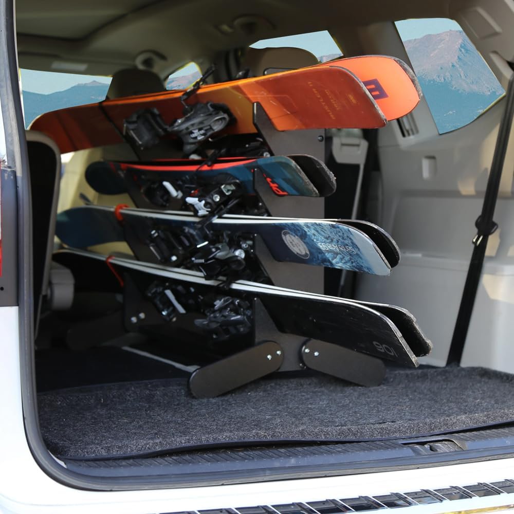 TRAPSKI Tower with Security Strap | Internal Ski Mobile Rack Holder Organizer Carrier for SUVs, Vans, Minivans, Crossovers, Hatchbacks | Marine Grade HDPE Plastic | Made in The USA
