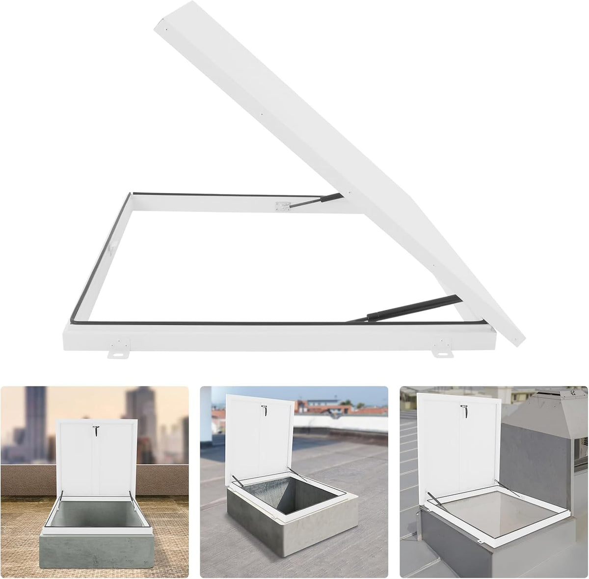 31.5" L X 31.5" W Aluminum Roof Access Hatch, Roof Security Door, Rooftop Hatch Cover Plate for Wellhead Lid, Cellar Cover (White-31.5inch)