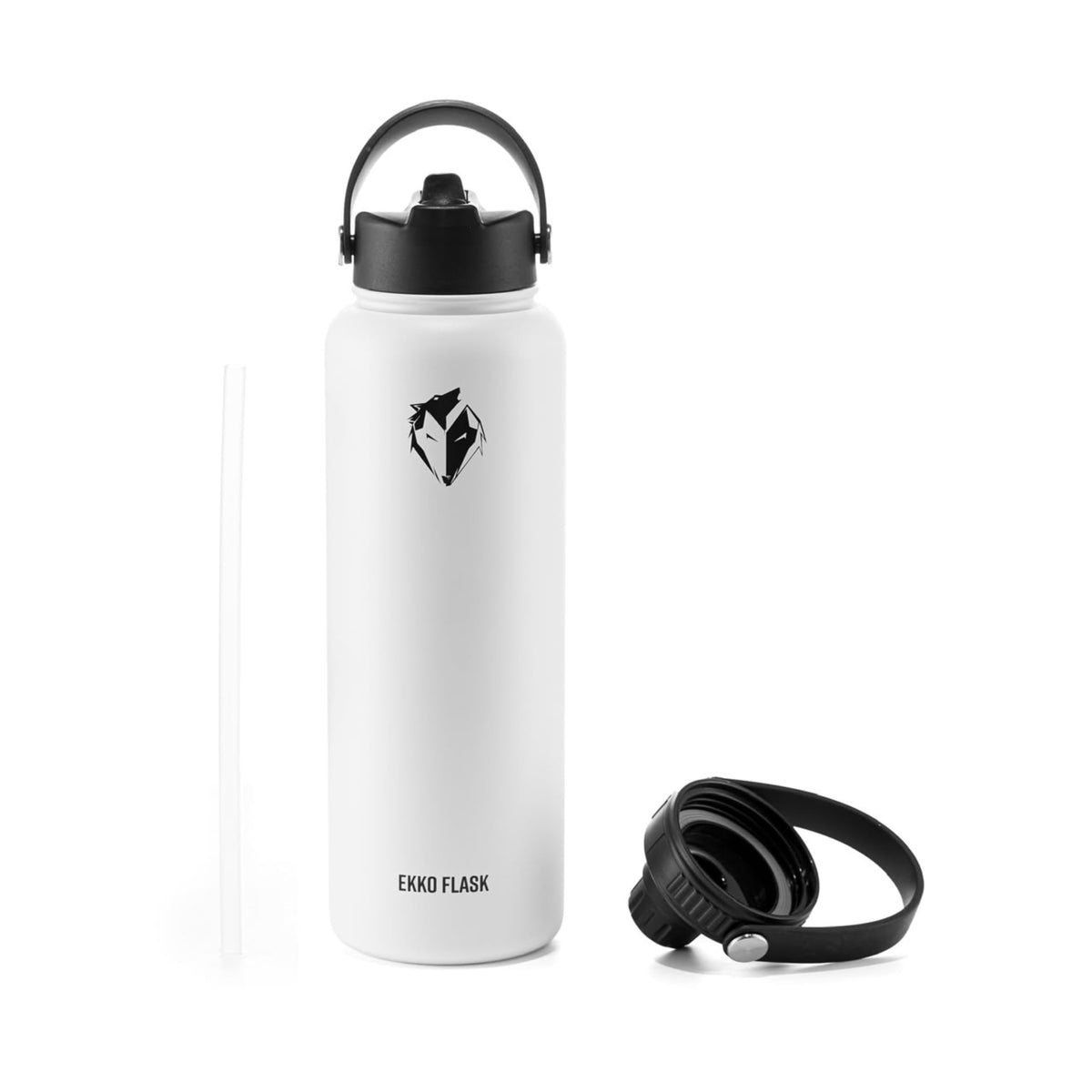 Ekkovision Ekko Flask Insulated Water Bottle, Stainless Steel, Black,128 Oz
