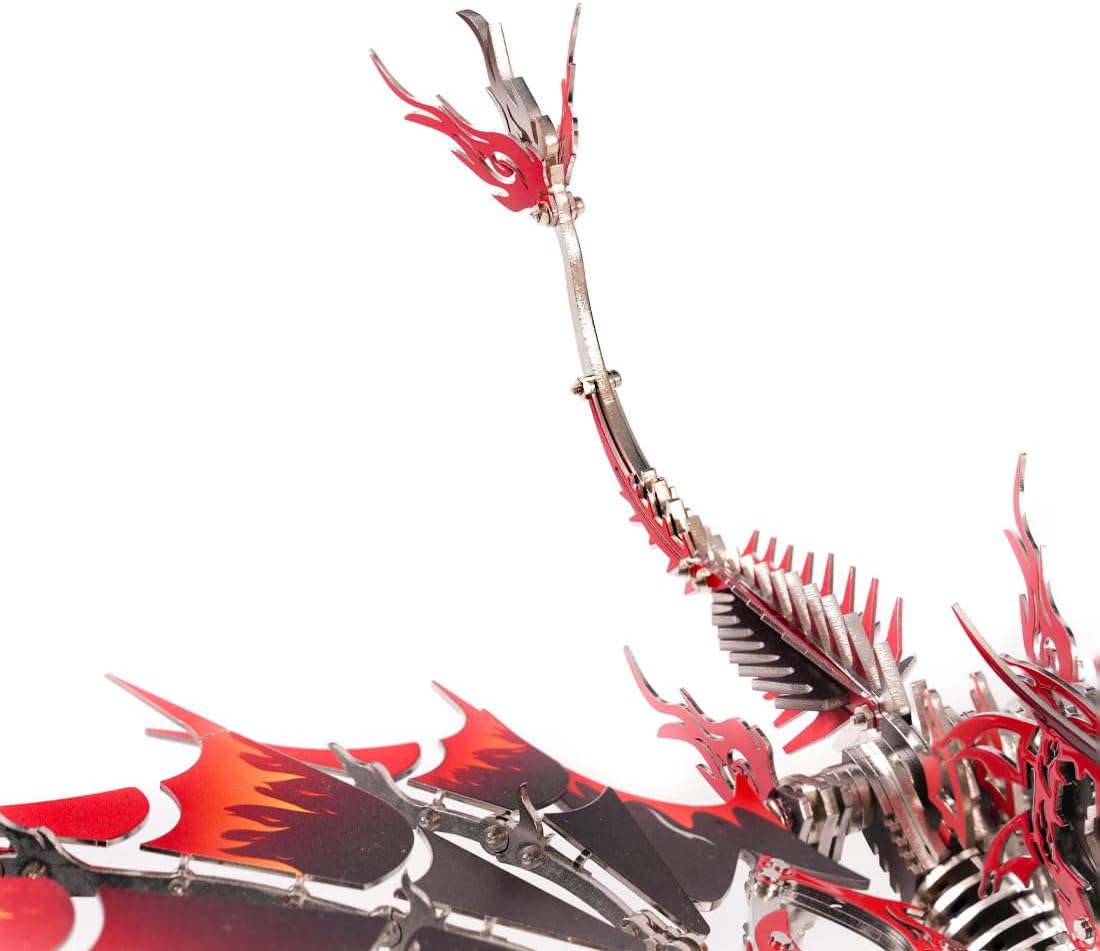 Fire Dragon 3D Metal Puzzle for Adult, Mechanical Dragon Metal Building Model Kit, Challenging Puzzle for Men and Fantasy Fans, Unique DIY Collectible or Creative Gift