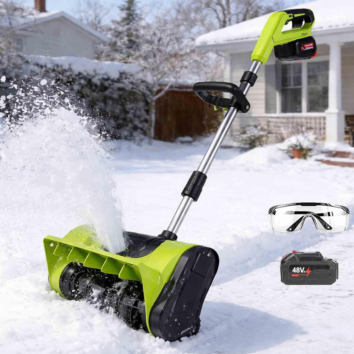 2026 Upgrade Electric Snow Blower Shovel, 20V Cordless Electric Snow Shovel - 16ft Throwing Distance, 12" Width, 45°Adjustable Directional Plate, Snow Thrower Kit for Driveway, Deck, Patio (1Battery)
