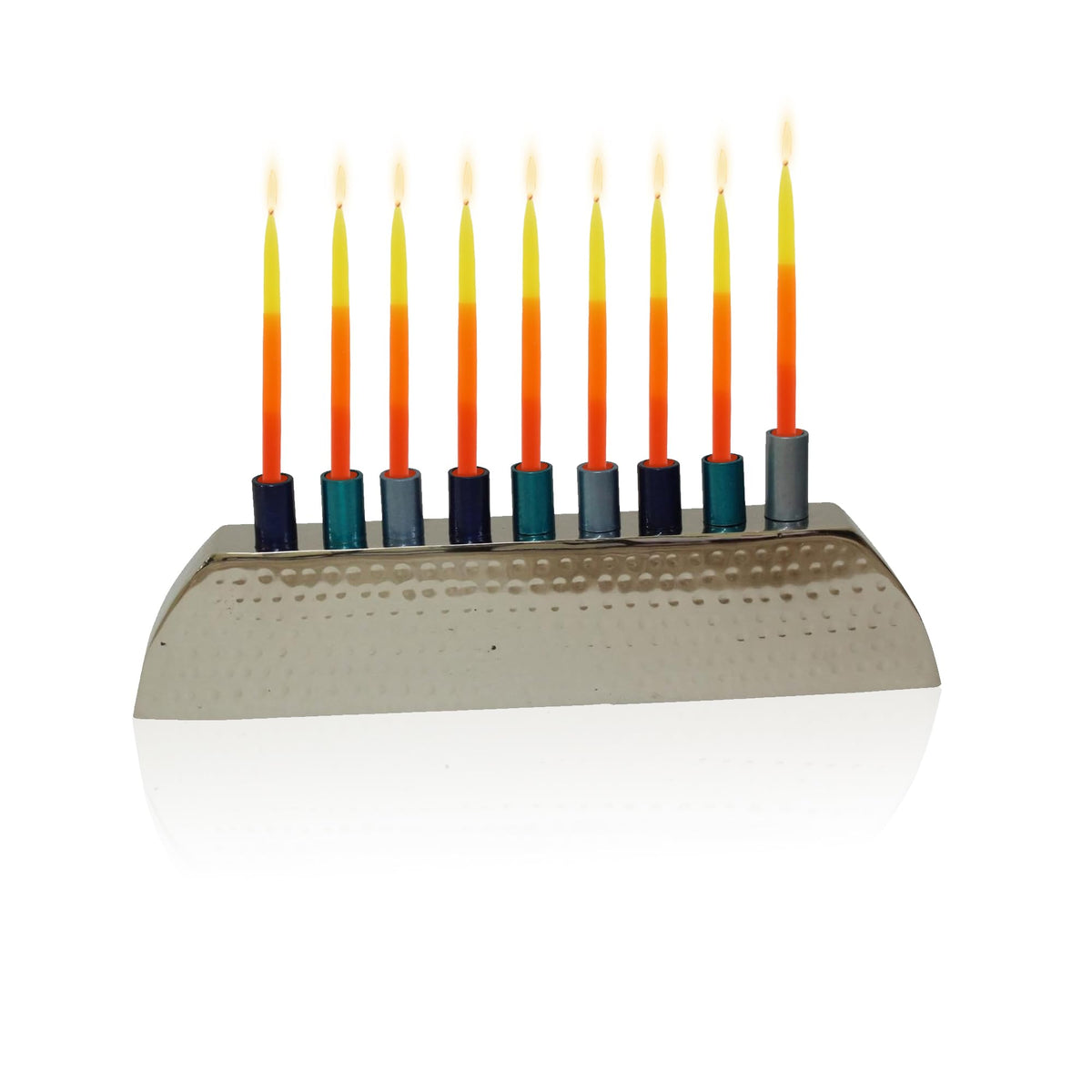 Majestic Giftware Silver-Plated Chanukah Oil Menorah (MN-HA17019B) | Fits Standard Chanukah Oil Cups and Large Candles | Durable & Long-Lasting Quality | Hanukkah Menorah - 3” High