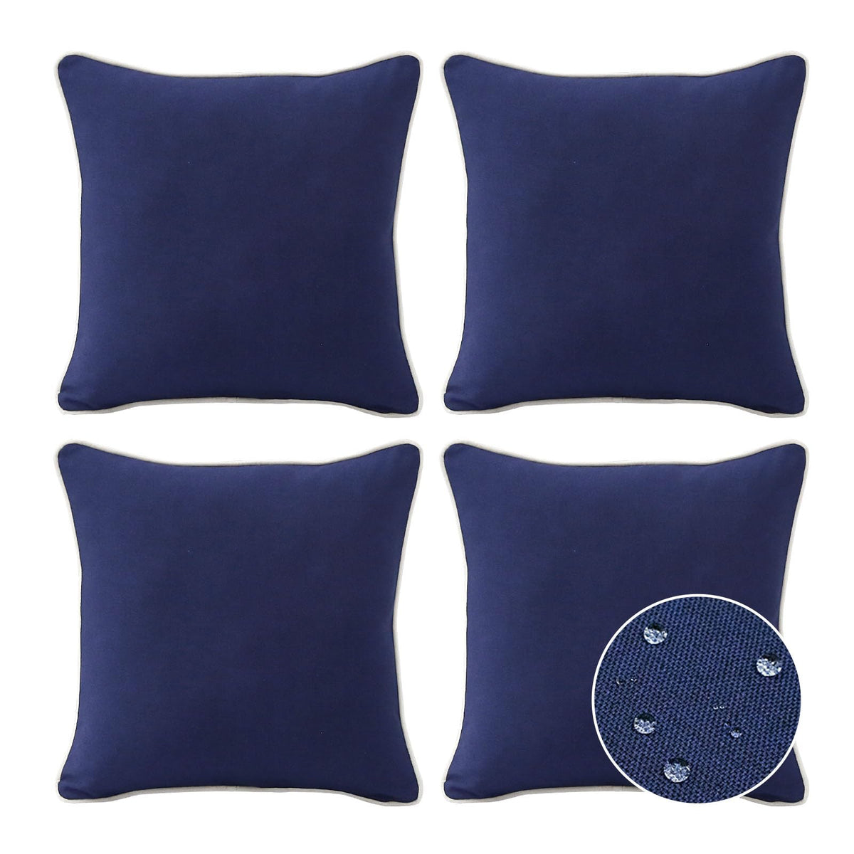 Sunbrella Decorative Outdoor Water Repellent Throw Pillows with Inserts, Set of 4, 18" x18" Pillows for Patio, Backyard, Bed, Couch, and Patio Furniture, Specrtum Pebble