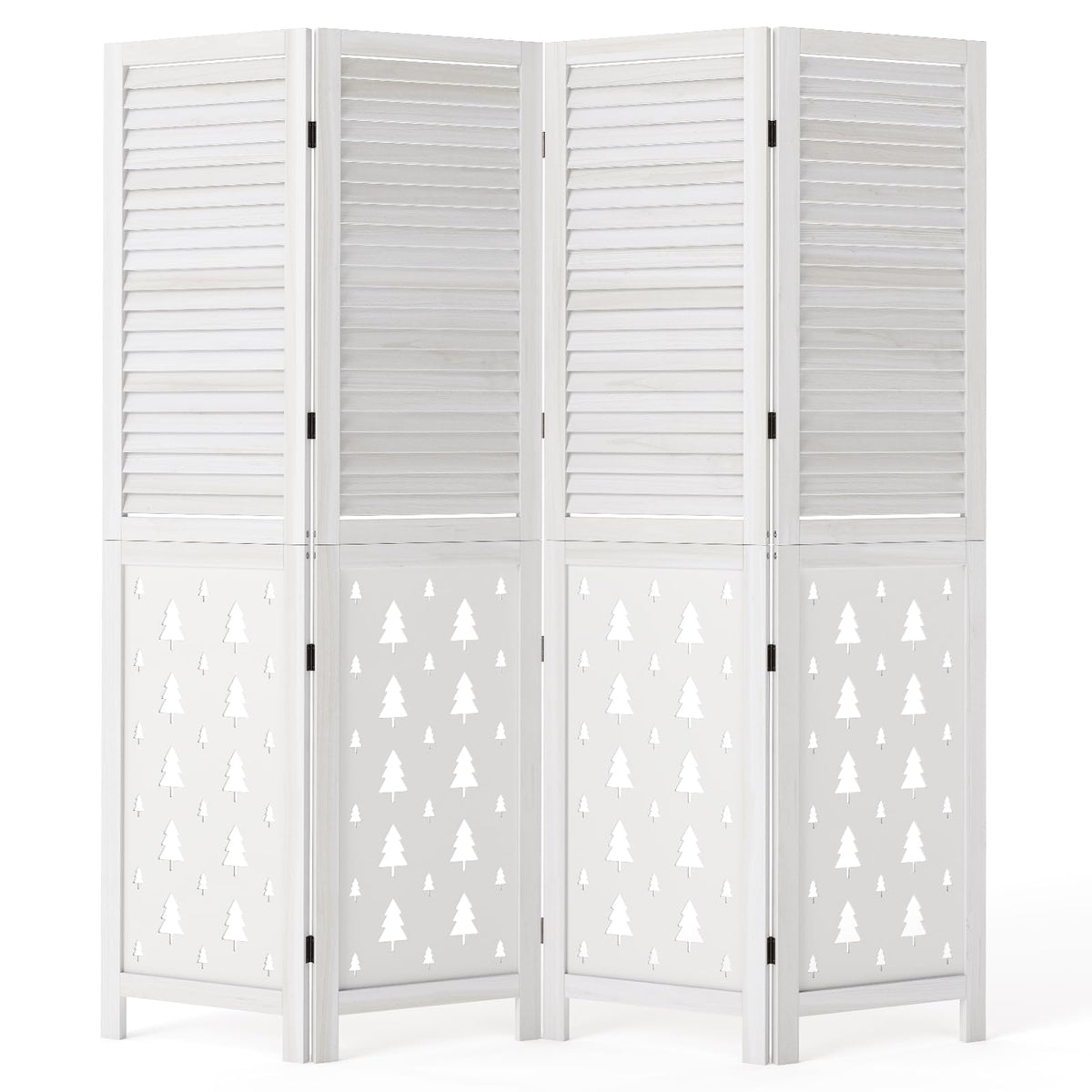 GIANTEX 3 Panel Folding Room Divider with Mesh Window, Distressed Brown