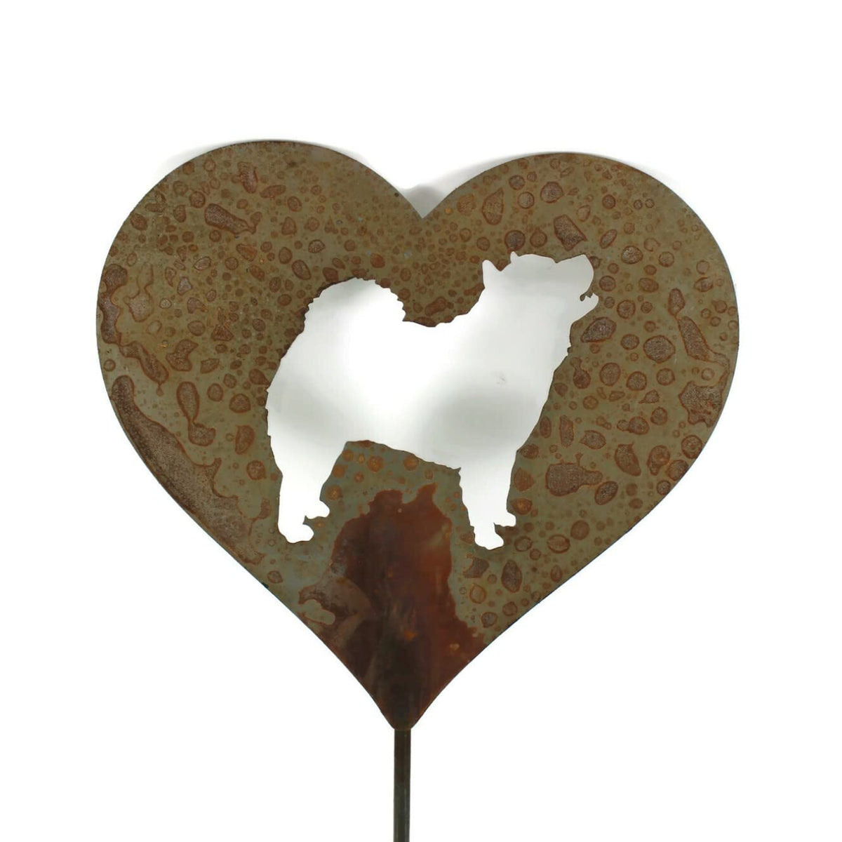 Pet Dog, Cat, Rabbit or Bird Keepsake Memorial Heart Garden Stake 20 to 28 Inches Tall (Large Heart, 28" Tall, Pembroke Welsh Corgi, Naturally Rusted)