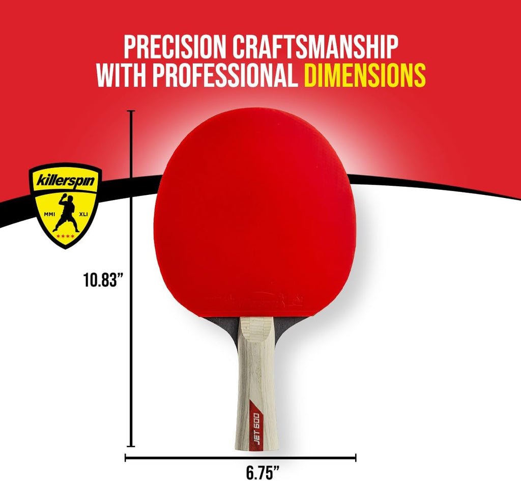 Killerspin Jet 600 Spin N2 Ping Pong Racket – Advanced Table Tennis Racket, 5 Layer Wood Blade, Nitrx-4Z Rubbers, Flared Handle