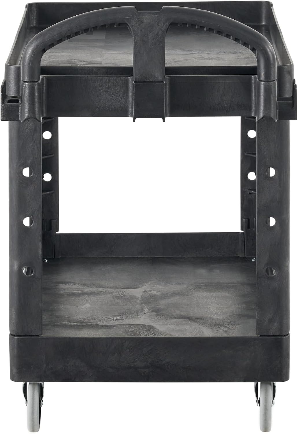 Rubbermaid Commercial Products 2-Shelf Utility/Service Cart, Medium, Black, Lipped Shelves, Ergonomic Handle, 500 Lbs Capacity, forfor Warehouse/Garage/Cleaning/Manufacturing