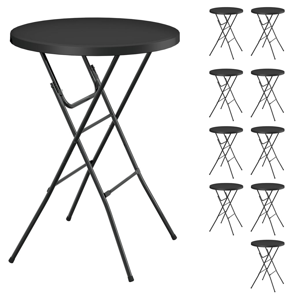 32" Round Folding Table, HDPE Top & Metal Frame, 2 Pack, White