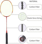 2 Player Graphite Badminton Racket Set - Including 1 Badminton Bag/1 Rackets/2 Feather Shuttlecocks/12