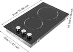 2 Burners Electric Cooktop, 20 Inch 110V 1700W Electric Ceramic Cooktop Built-in Electric Stove Top with 5 Power Levels and Kid Safety Lock and Timer (No Plug)