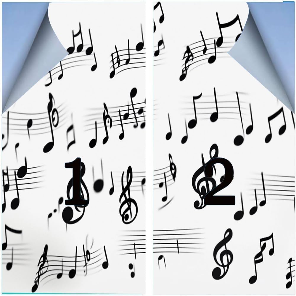 Modern Musical Notes Window Privacy Film 35.4Wx63L inch x 2pcs