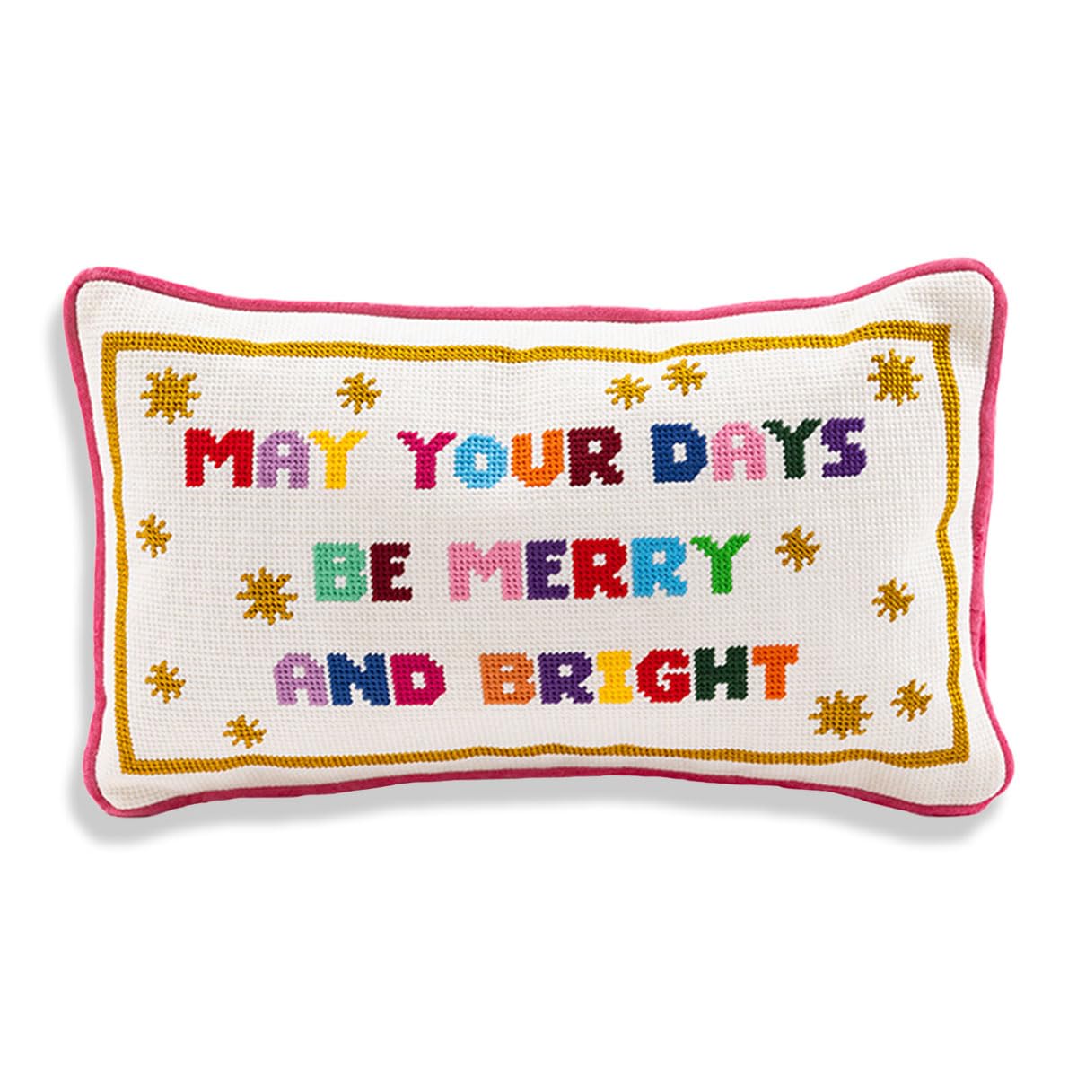 FURBISH Needlepoint Decorative Throw Pillow - Boo - 11"x11" - Small Embroidered Halloween Pillow for Living Room, Couch, Sofa, Chair & Bed - Eclectic Halloween Decor