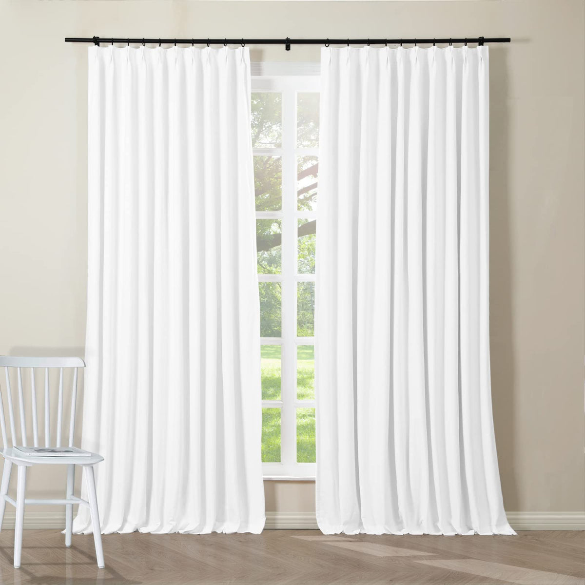 ChadMade Pinch Pleat Pure Cotton Duck Drape Blackout Oatmeal Drape for Sliding Door Curtain Plain Weave with Blackout Lining 50Wx72L (1 Panel), BOZI Collection