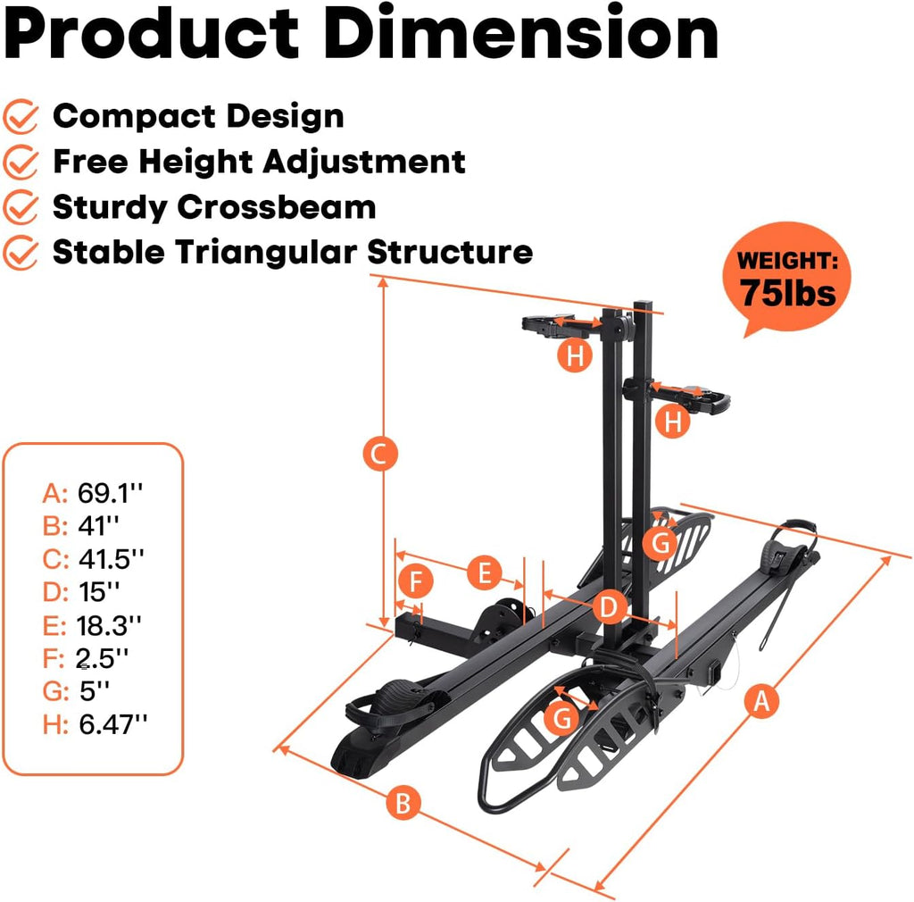 CRAVOT CyberRack EBike Rack for 2 Bike,200 lbs Capacity