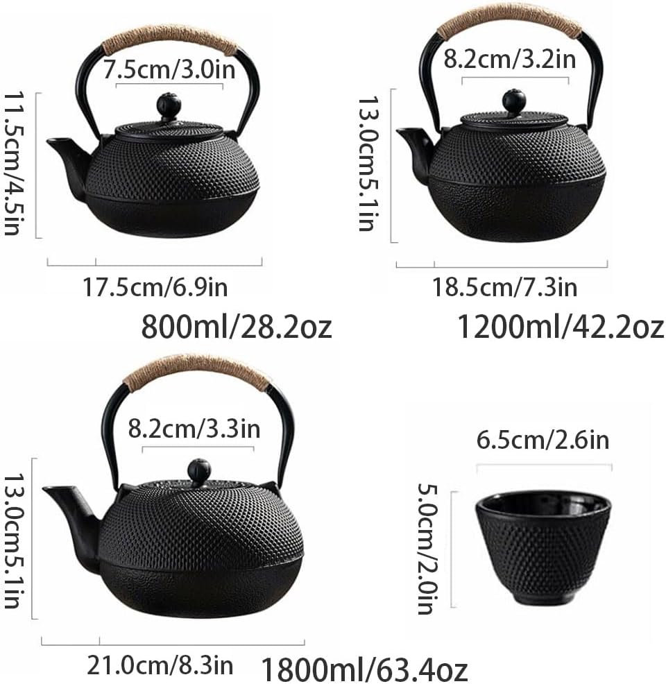 Removable Home cast iron teapot with lid tea set portable large capacity tea maker with liner tea kettle for stovetop Cleanable