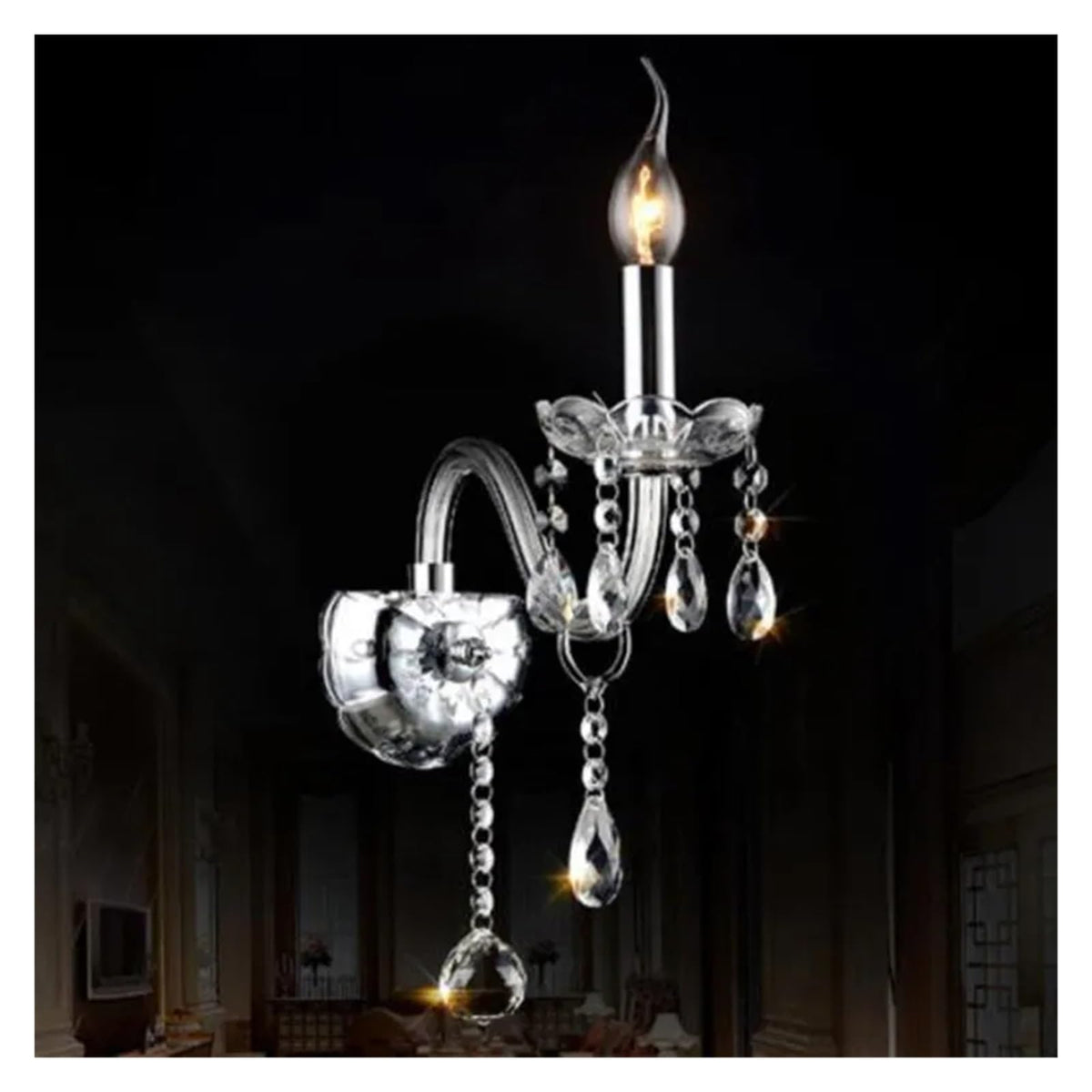 Modern Elegant Transparent Crystal Chaners Multi Arms European Style Optional Lustres De Cristal Chaner LED Without Shade Wall Lamp E14 Lustre,for Home Decor (1 Arm)