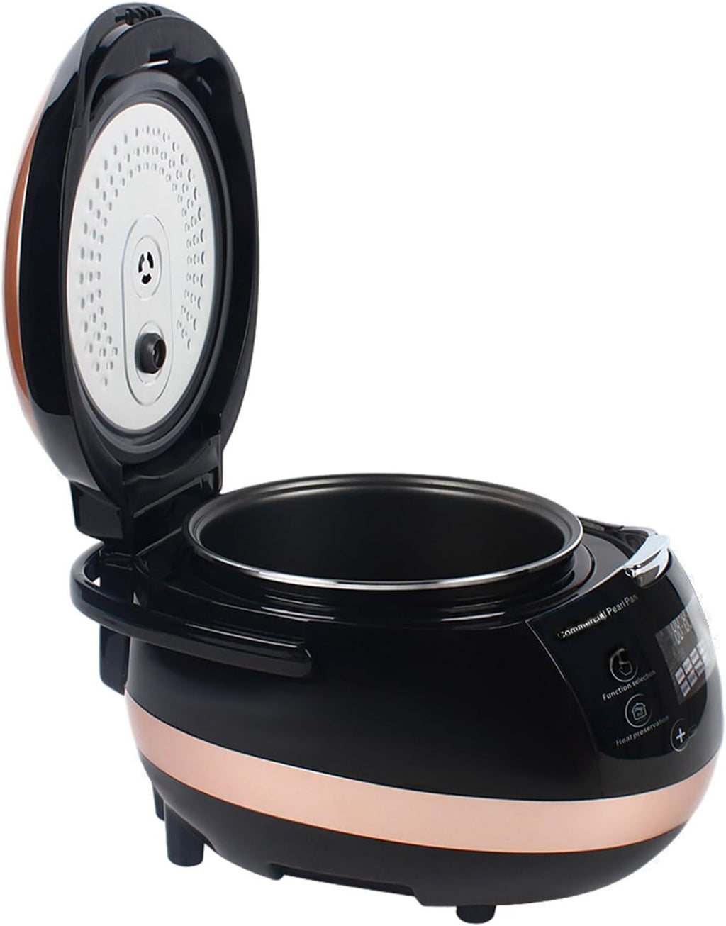 5L Automatic Boba Cooker, 860W Automatic Pearl Maker Boba Making Tapioca Pearls Boba Pot 9-Hour Keep-Warm Function with Precision Temperature Probe Pot Lid Exhaust Valve Removable Inner Cover