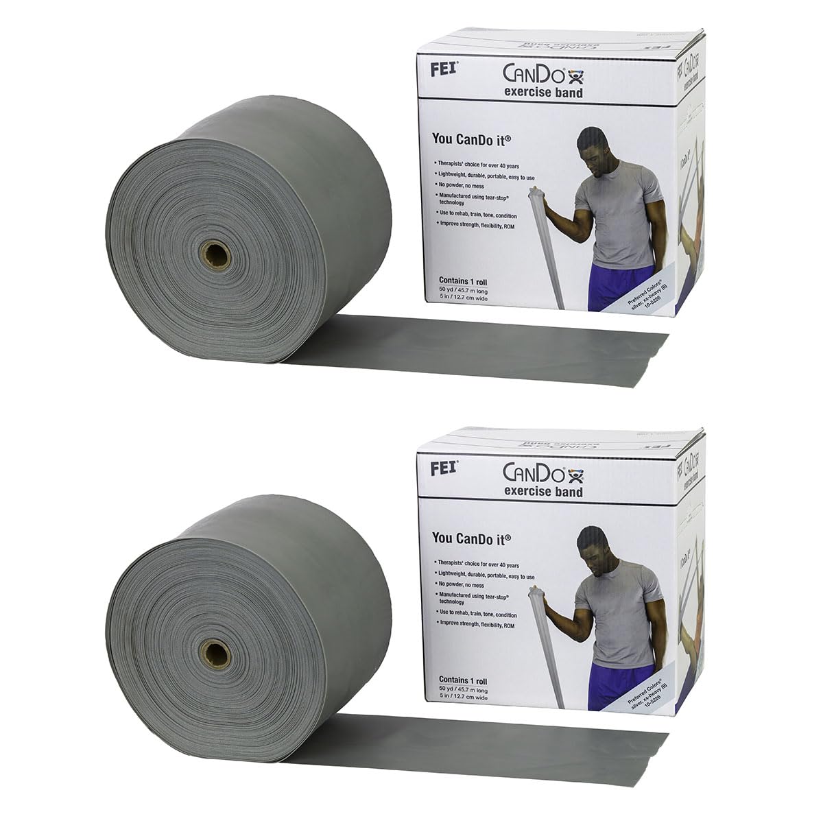 CanDo Twin-Pak Exercise Band, Red, 100 Yard