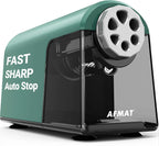 AFMAT 6 Holes Pencil Sharpener for 6-11mm Pencils and Electric Pencil Sharpener for 6-12mm Pencils, 2 Pack