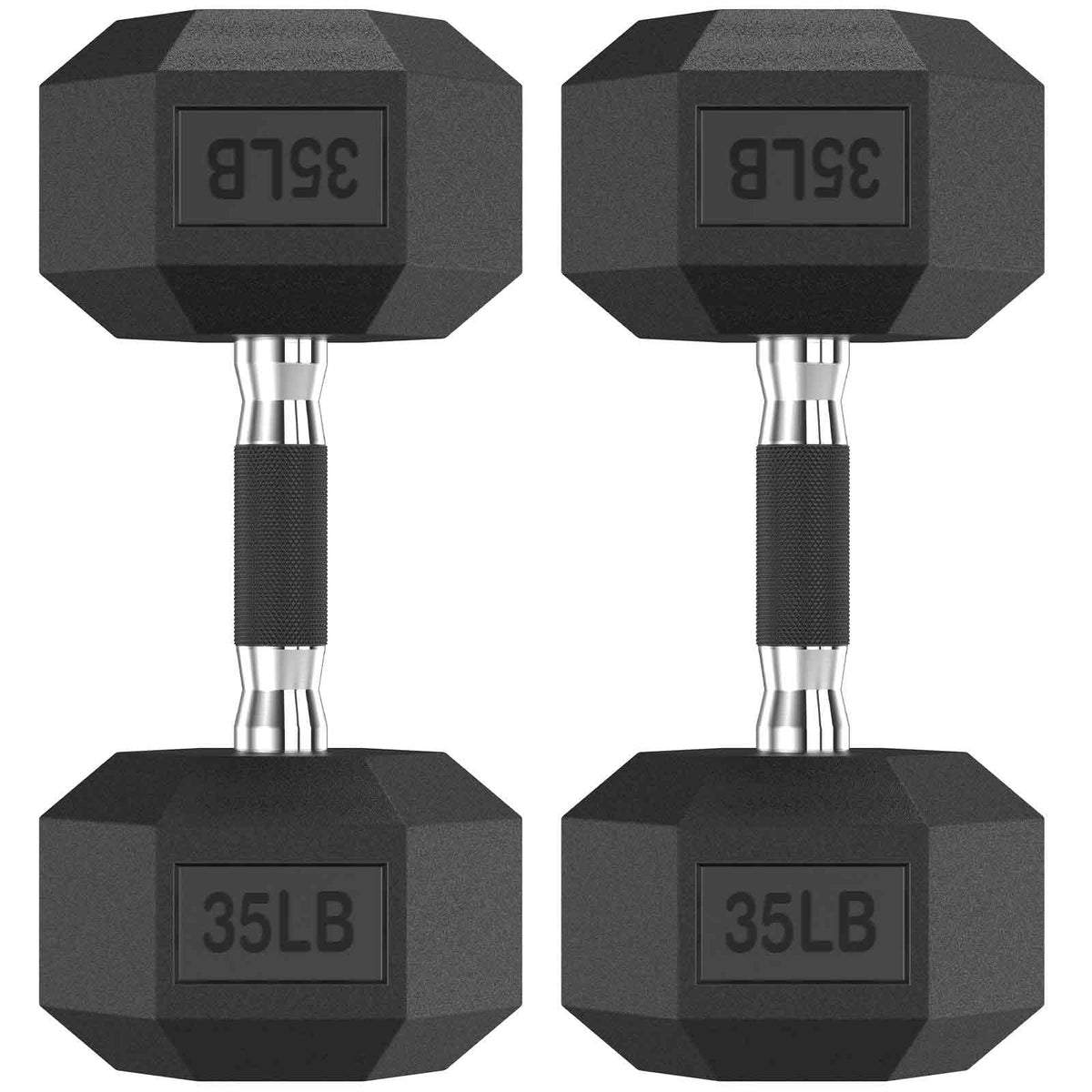 HANDBODE Hex Dumbbell Set of 2, Rubber Encased Fixed Dumbbells, 2.5-65 lb