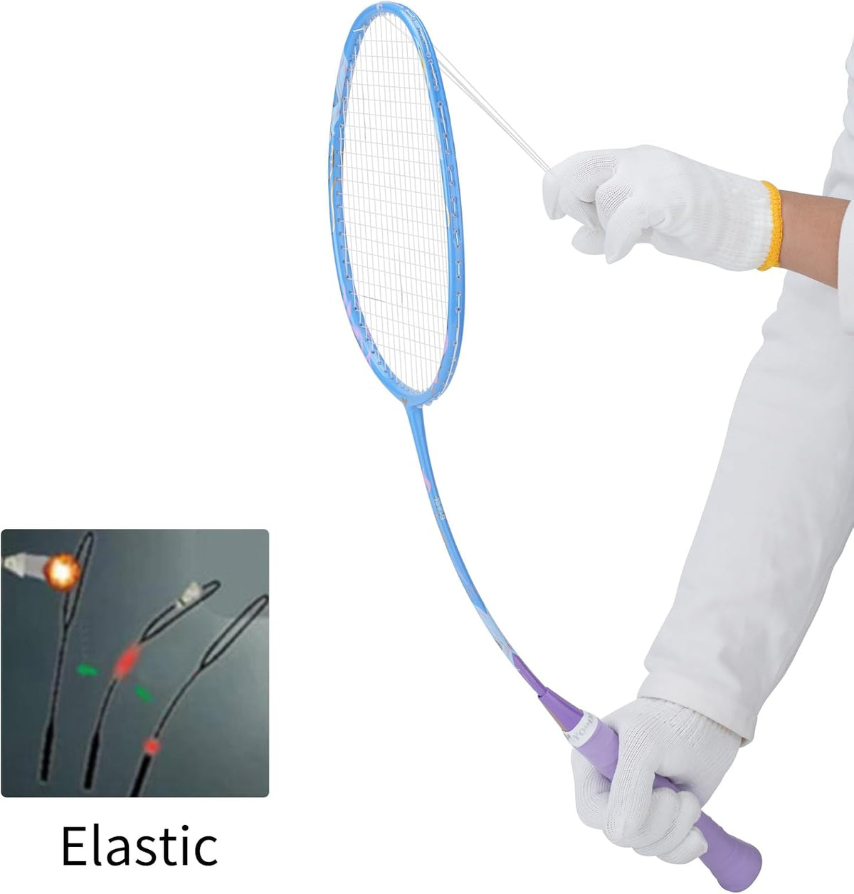 YODIMAN Single Professional Badminton Racket for Advanced Players - 50T Graphite Carbon Fiber with Aerodynamic Frame, Pre-Strung 26lbs, Ultra-Light 5U for Club & Tournament